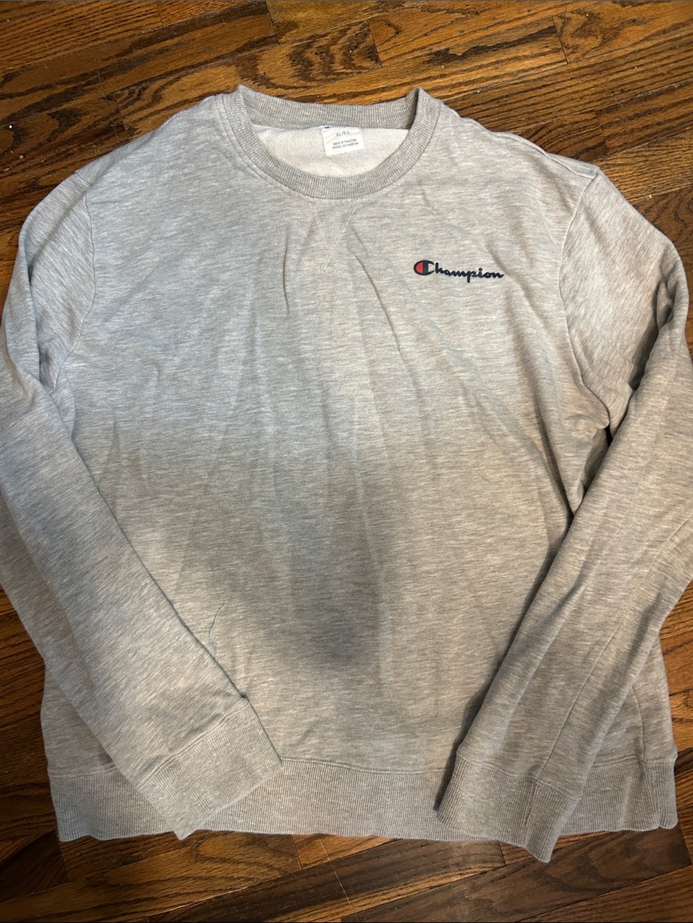 Champion Gray Crewneck Sweatshirt with Embroidered Logo